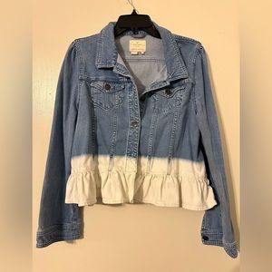 USED Kate Spade Dip Dyed Peplum Denim Jacket size L